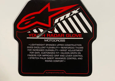 Children's MX Gloves- Alpine Stars Radar (Size Youth XS) MARS RED and WHITE